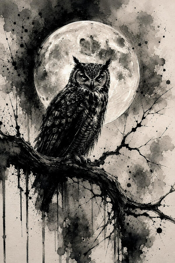 Moonlit Gothic Owl